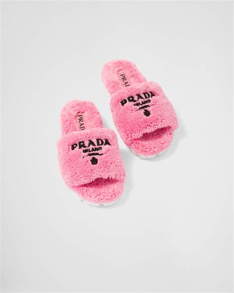 pink fluffy prada slides|Prada slides for women.